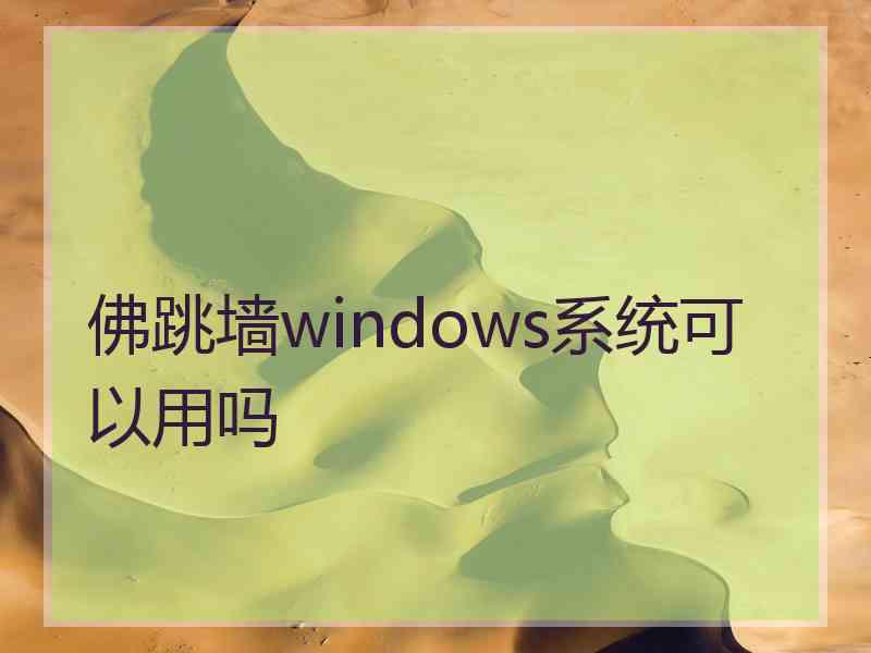 佛跳墙windows系统可以用吗