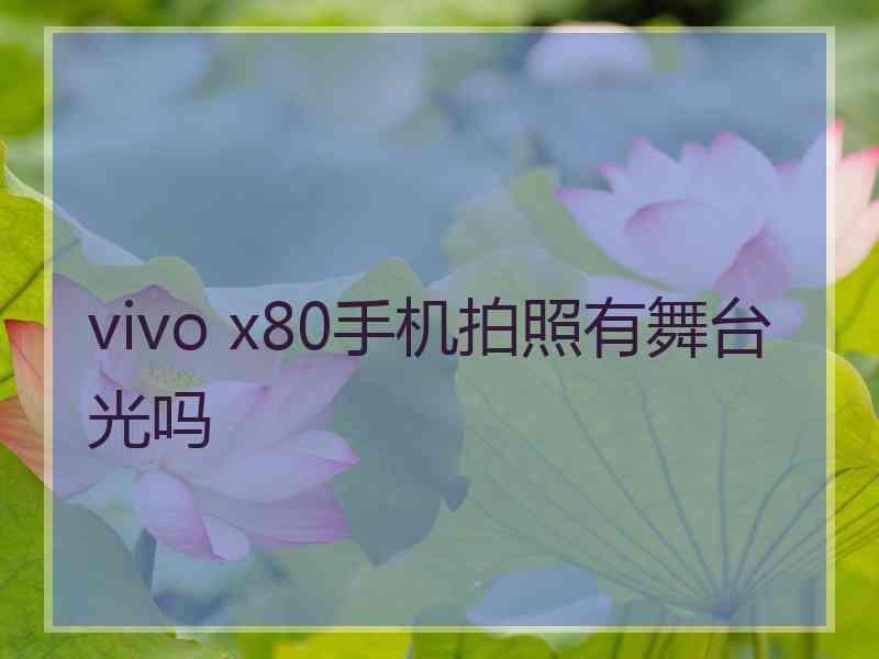 vivo x80手机拍照有舞台光吗