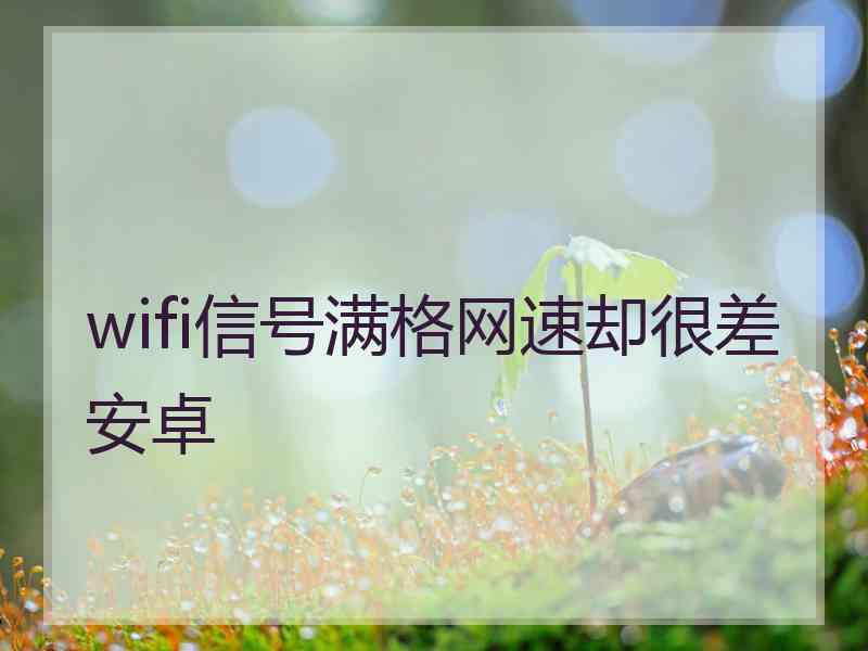 wifi信号满格网速却很差安卓