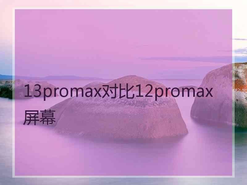 13promax对比12promax屏幕