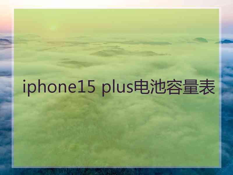 iphone15 plus电池容量表