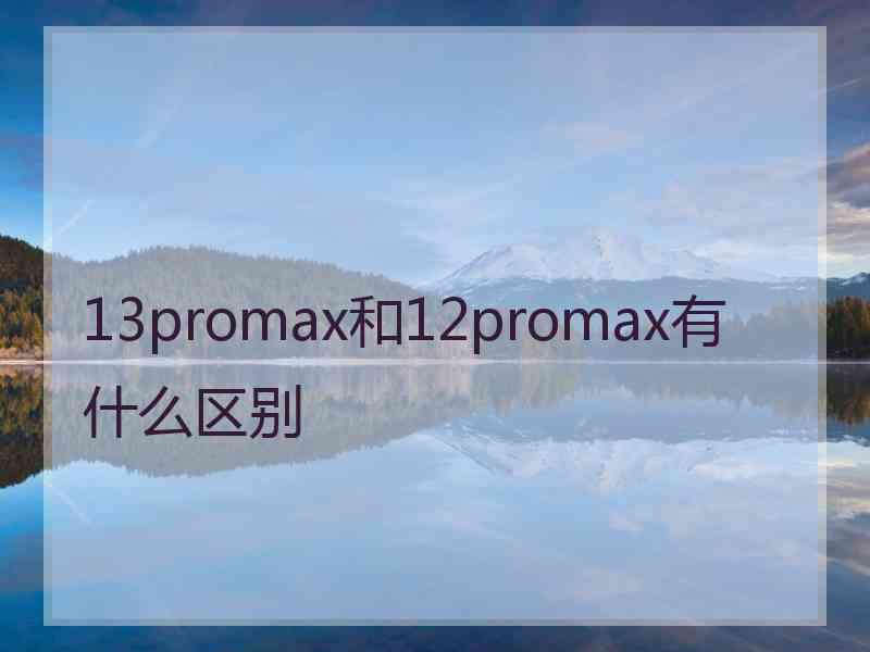 13promax和12promax有什么区别