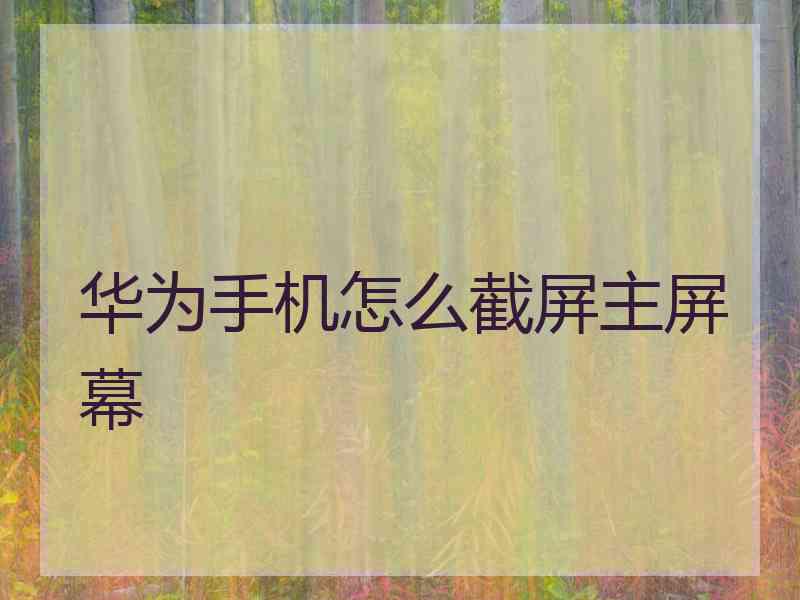 华为手机怎么截屏主屏幕