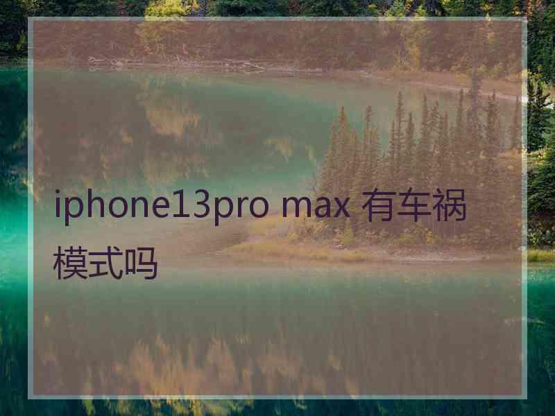 iphone13pro max 有车祸模式吗