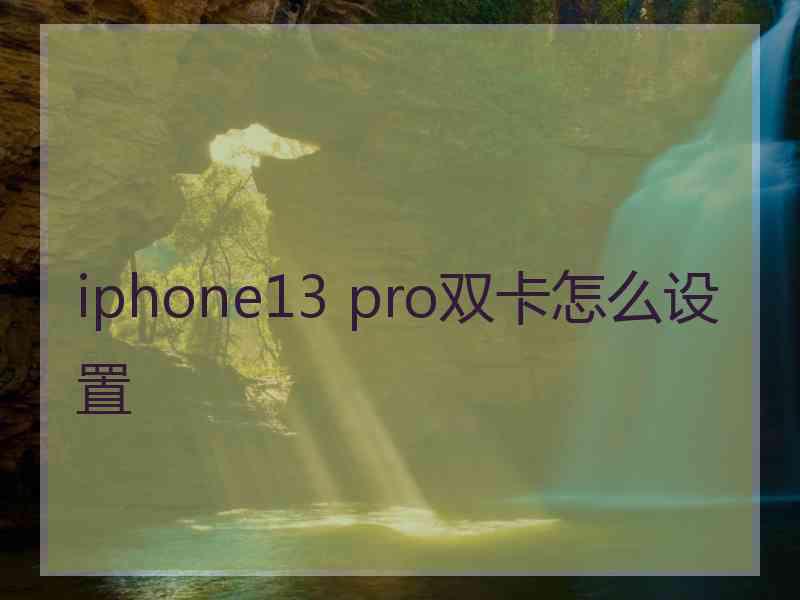 iphone13 pro双卡怎么设置