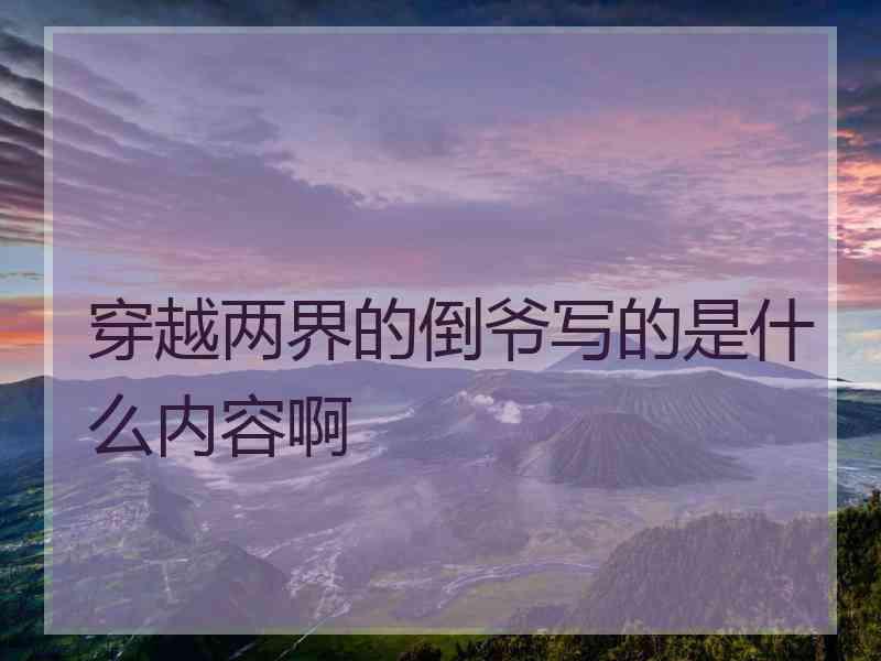 穿越两界的倒爷写的是什么内容啊