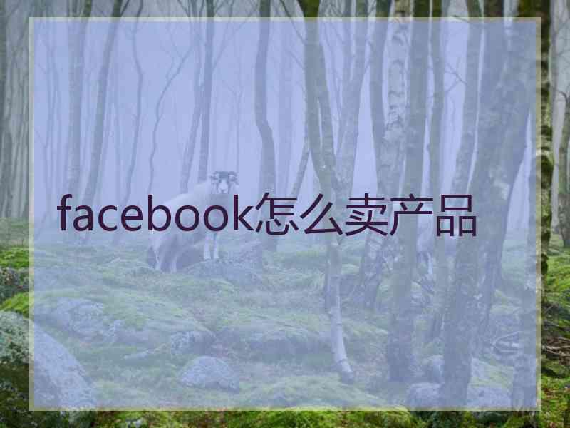 facebook怎么卖产品