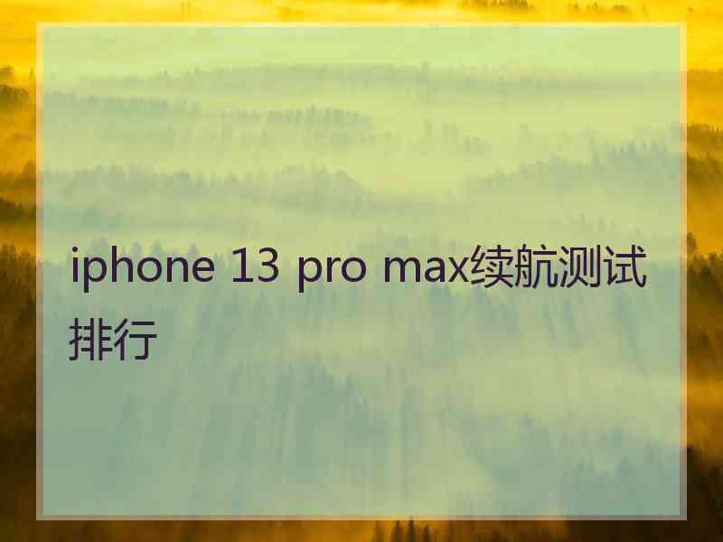 iphone 13 pro max续航测试排行