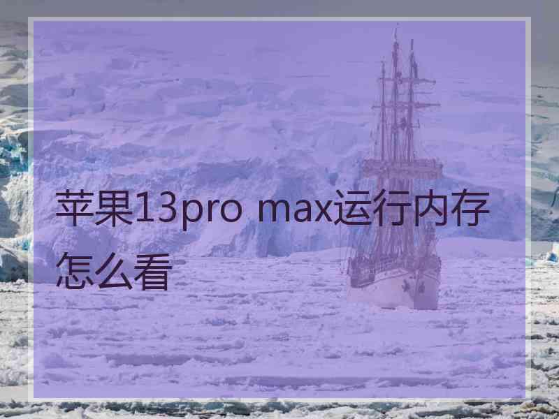 苹果13pro max运行内存怎么看