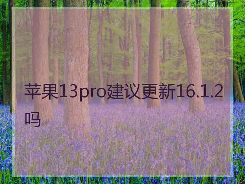 苹果13pro建议更新16.1.2吗