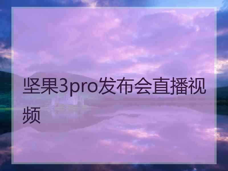 坚果3pro发布会直播视频