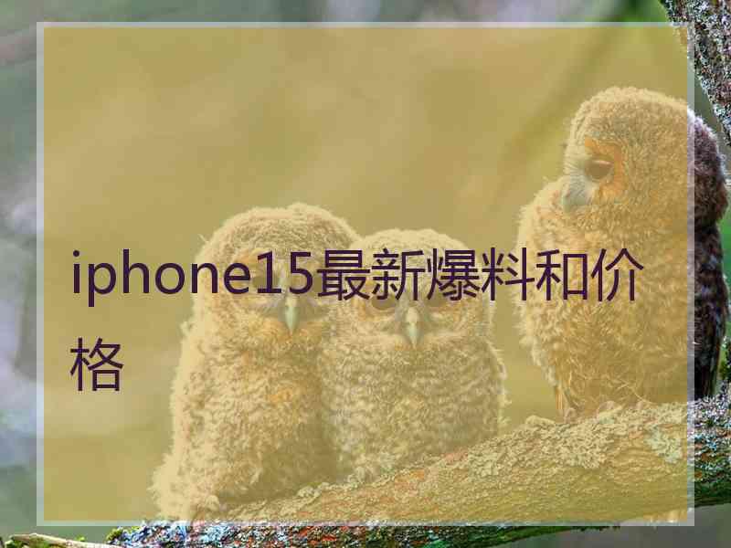 iphone15最新爆料和价格