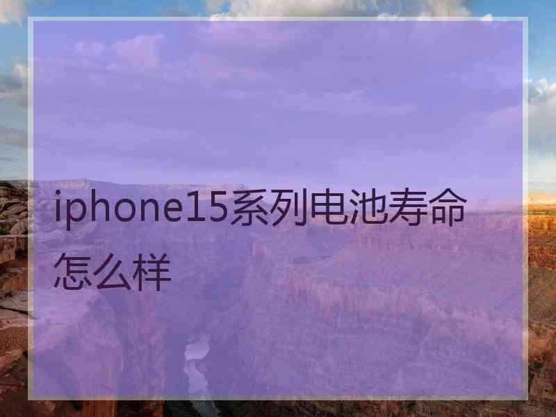 iphone15系列电池寿命怎么样