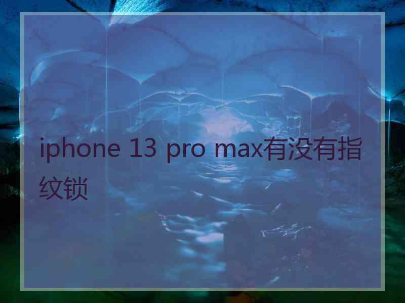 iphone 13 pro max有没有指纹锁