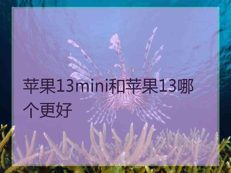 苹果13mini和苹果13哪个更好