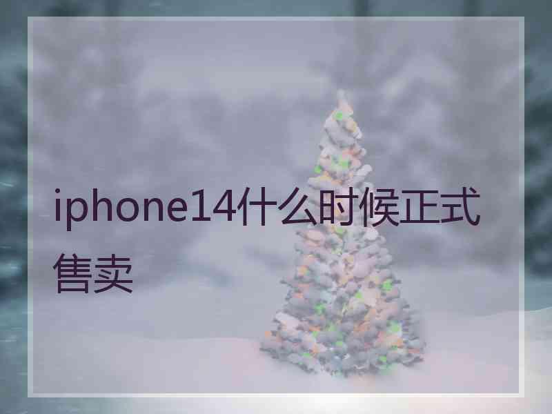 iphone14什么时候正式售卖