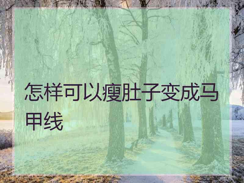 怎样可以瘦肚子变成马甲线