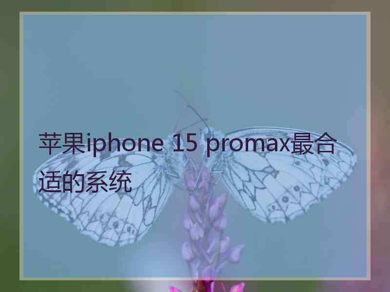 苹果iphone 15 promax最合适的系统