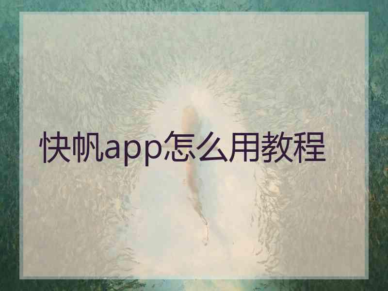 快帆app怎么用教程