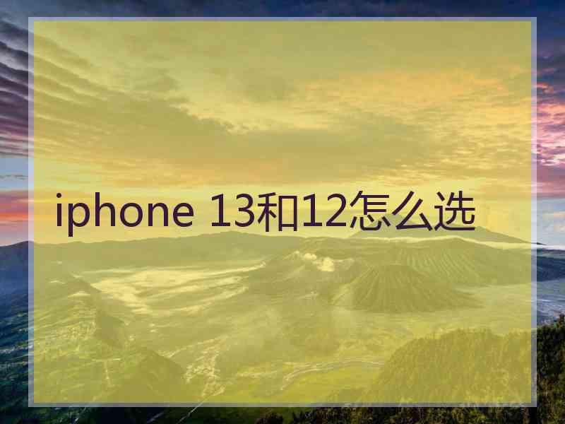 iphone 13和12怎么选