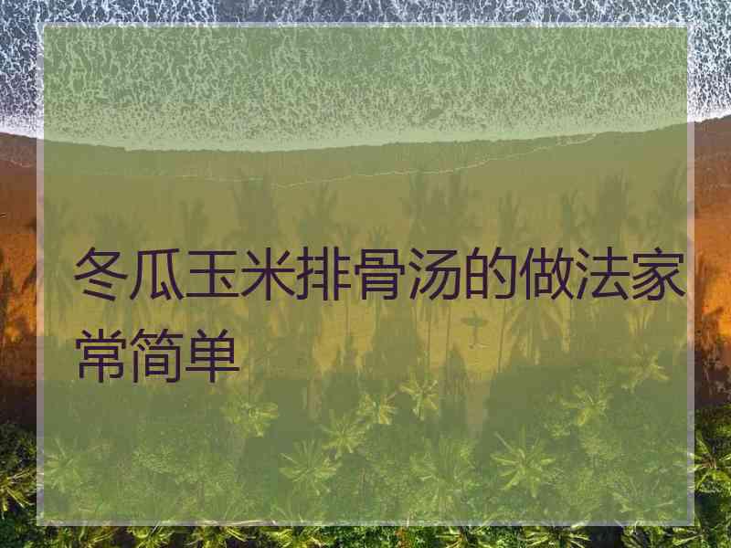 冬瓜玉米排骨汤的做法家常简单