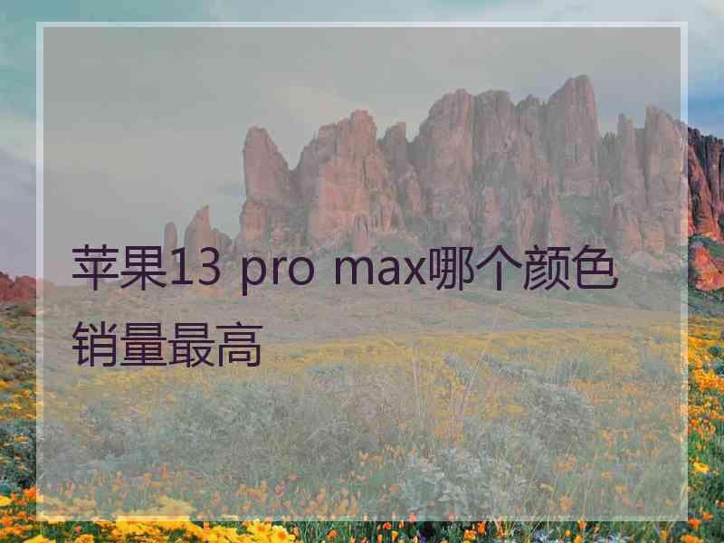 苹果13 pro max哪个颜色销量最高