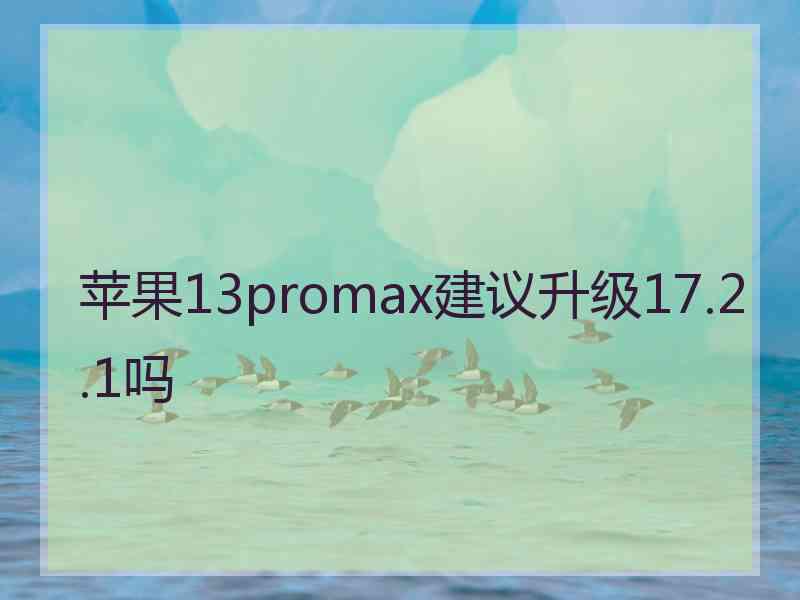 苹果13promax建议升级17.2.1吗