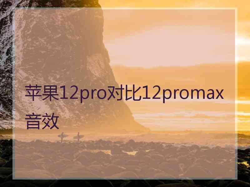 苹果12pro对比12promax音效