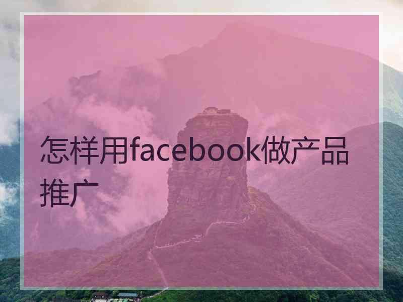 怎样用facebook做产品推广