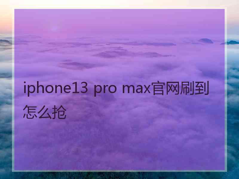 iphone13 pro max官网刷到怎么抢