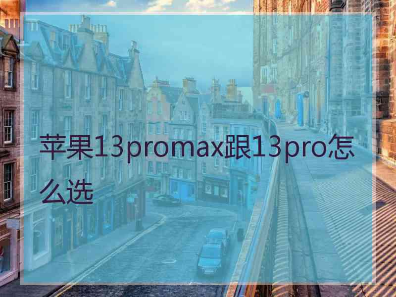 苹果13promax跟13pro怎么选