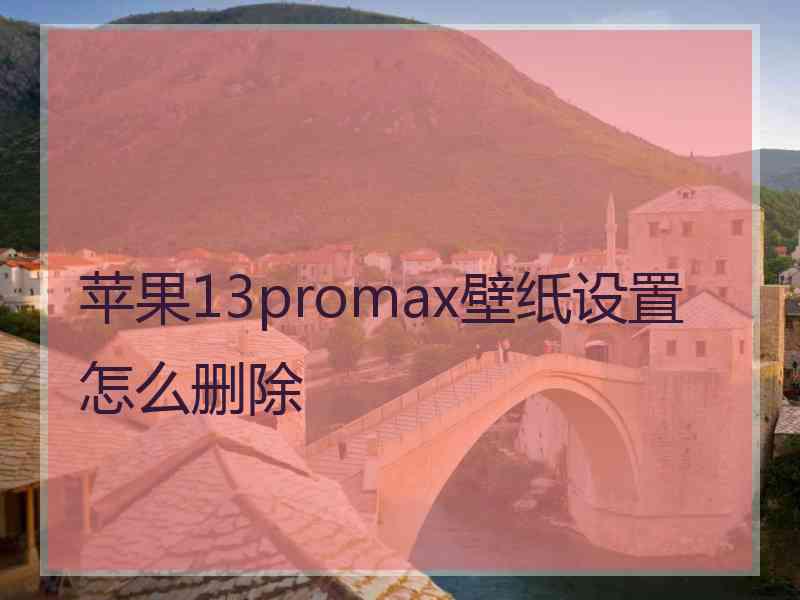 苹果13promax壁纸设置怎么删除