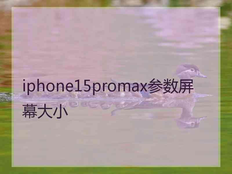 iphone15promax参数屏幕大小