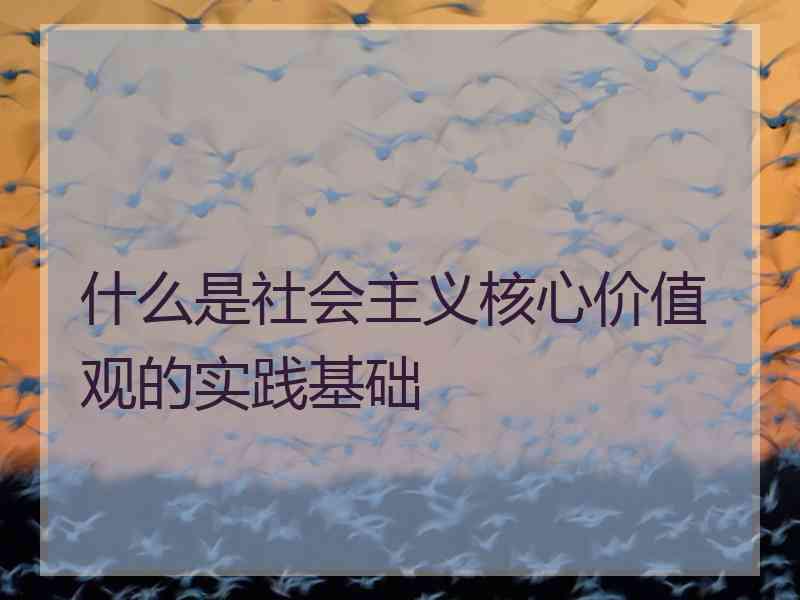 什么是社会主义核心价值观的实践基础