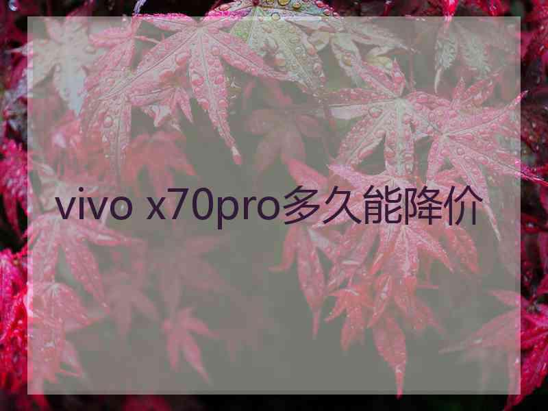 vivo x70pro多久能降价