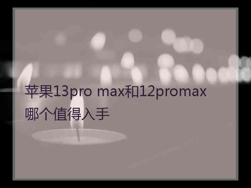 苹果13pro max和12promax哪个值得入手