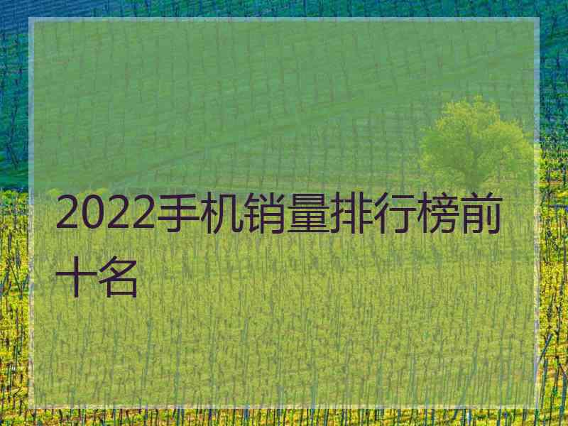 2022手机销量排行榜前十名